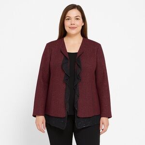 Chico’s Red & Black Beaded, Sequined Jacket